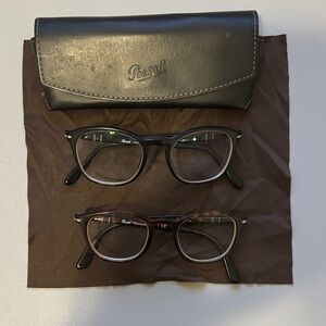 Persol Black and Brown Eyeglass Frames Duo